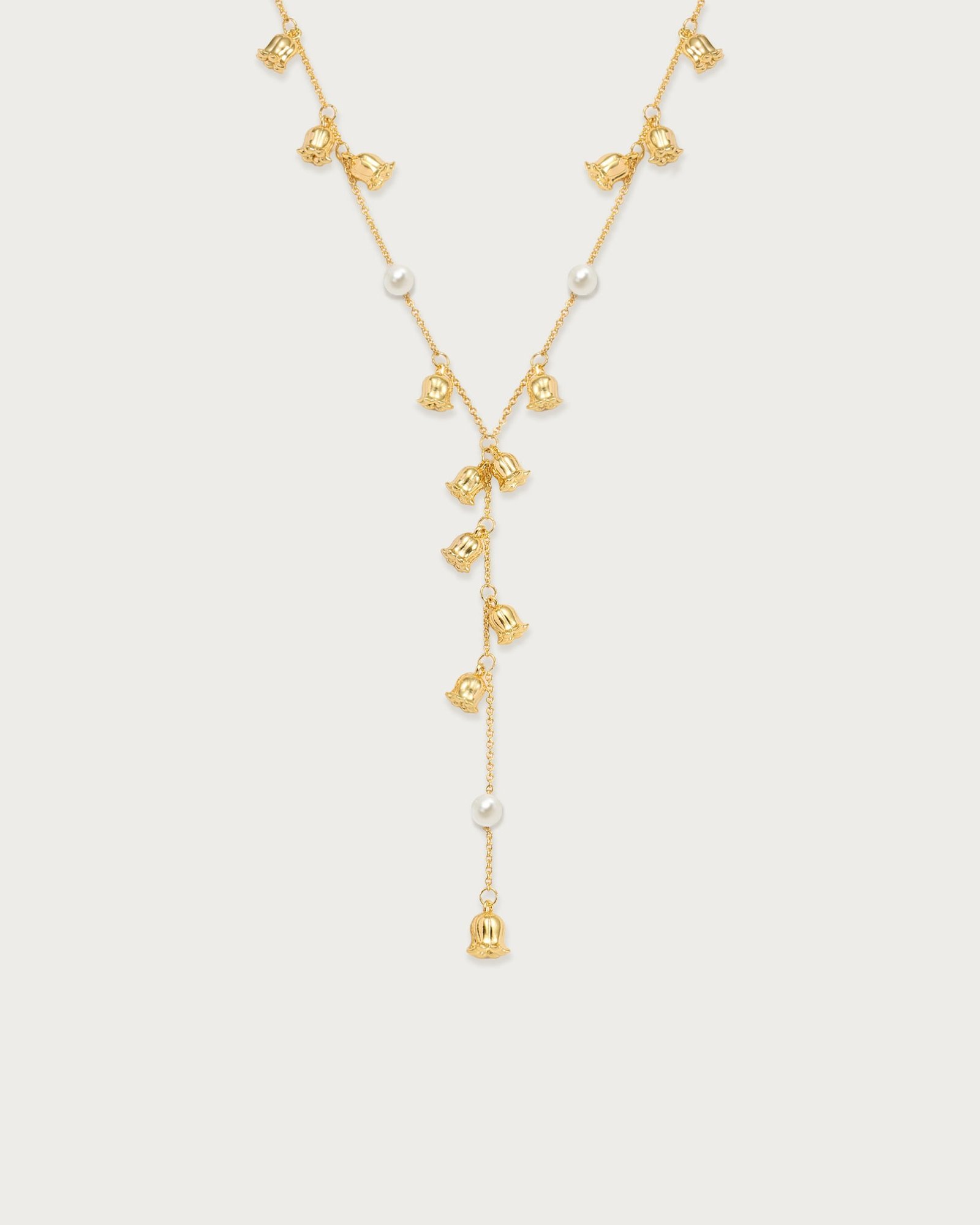 Lily of the Valley Pearl Lariat Necklace
