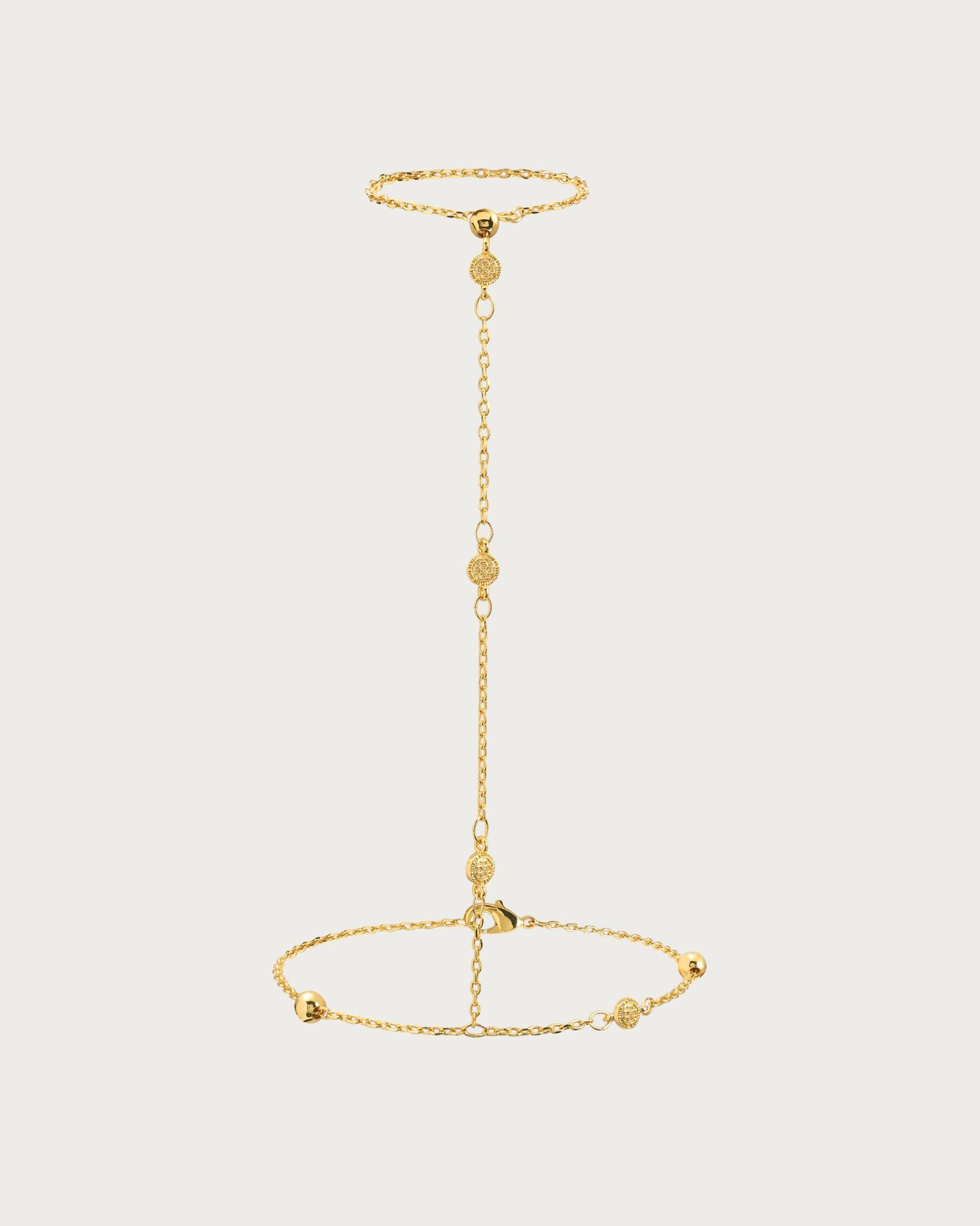 szl Golden Hojas Coin Hand Chain Bracelet